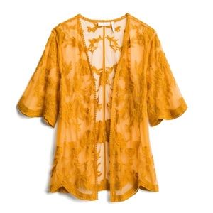 Lightly Worn Ashley Lace Kimono in mustard by LUQ in XL🌞